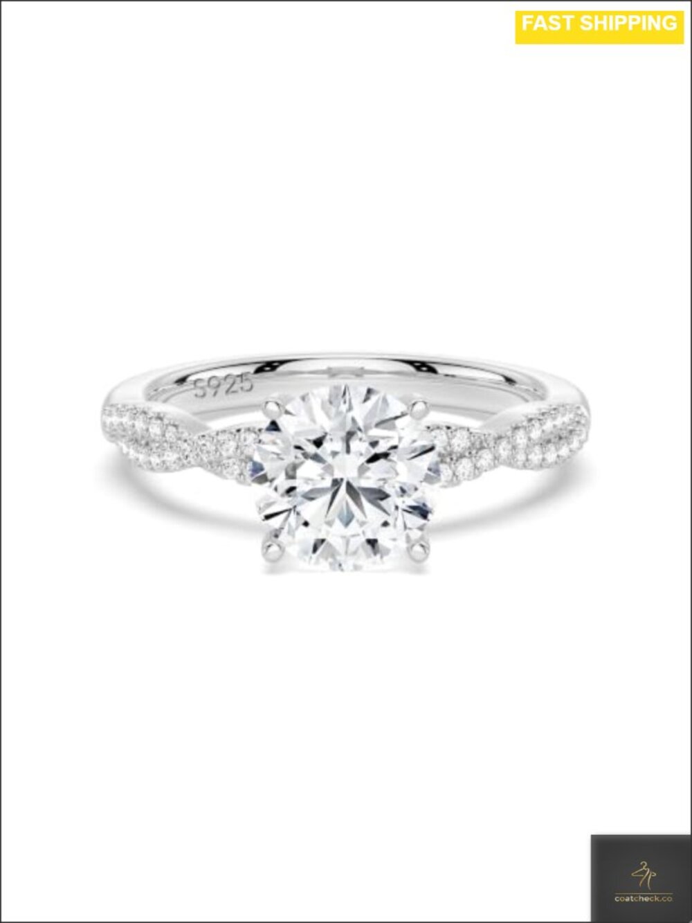 Moissanite Engagement Ring 3 Carat Round Cut Twisted Wedding Band